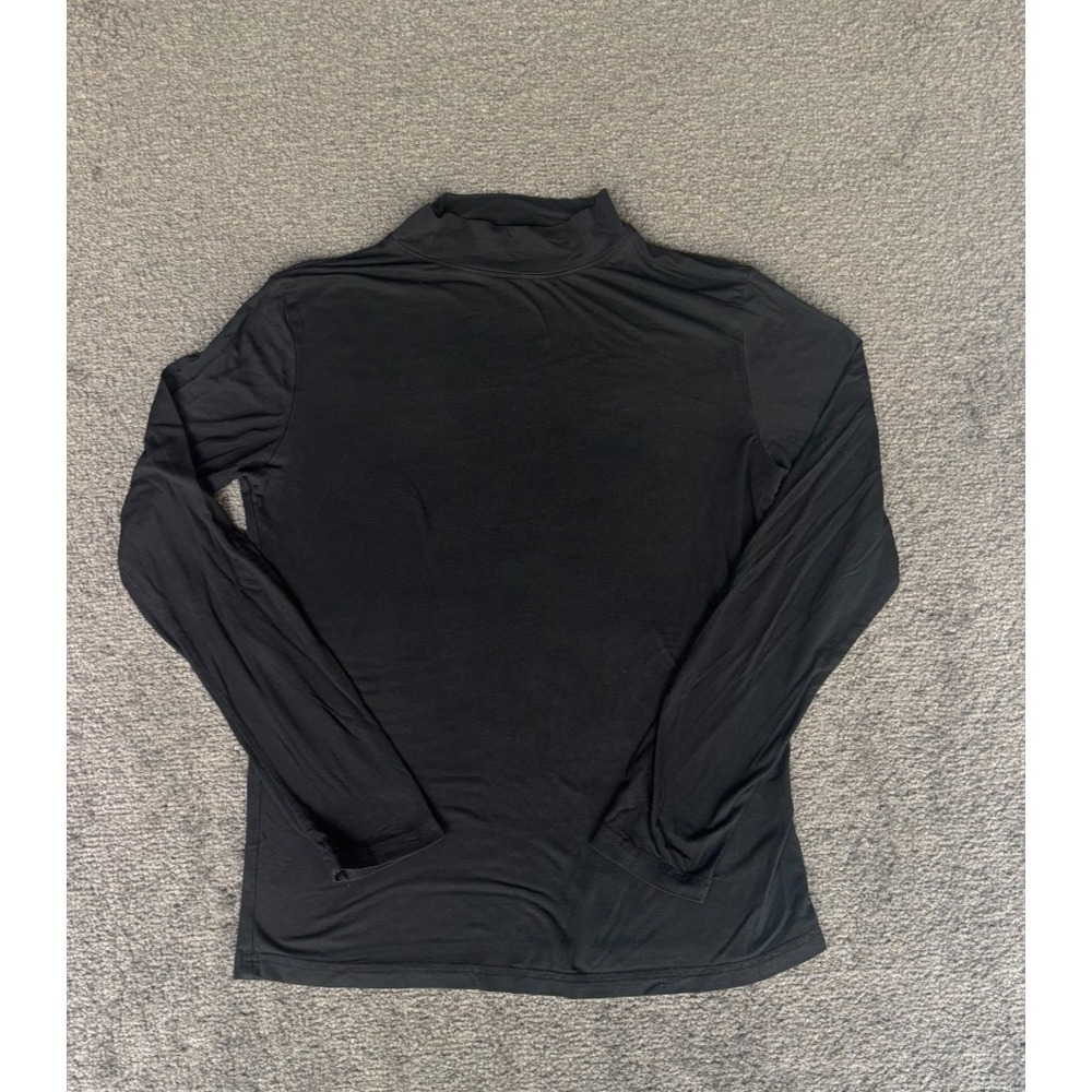 Veranee Shirt Women S Black Rayon Mock‎ Neck Long Sleeve Pullover